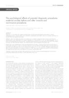 The psychological effects of prenatal diagnostic procedures: maternal anxiety before and after invasive and noninvasive procedures