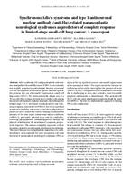 Synchronous Adie's syndrome and type 1 antineuronal nuclear antibody (anti-Hu)-related paraneoplastic neurological syndromes as predictors of complete response in limited-stage small-cell lung cancer: A case report