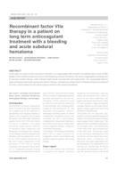 prikaz prve stranice dokumenta Recombinant factor Vlla therapy in a patient on long term anticoagulant treatment with a bleeding and acute subdural hematoma