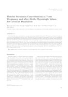 prikaz prve stranice dokumenta Platelet Serotonin Concentration at Term Pregnancy and after Birth: Physiologic Values for Croatian Population