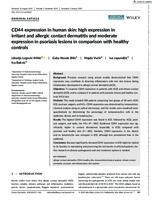 prikaz prve stranice dokumenta CD44 expression in human skin: high expression in irritant and allergic contact dermatitis and moderate expression in psoriasis lesions in comparison with healthy controls